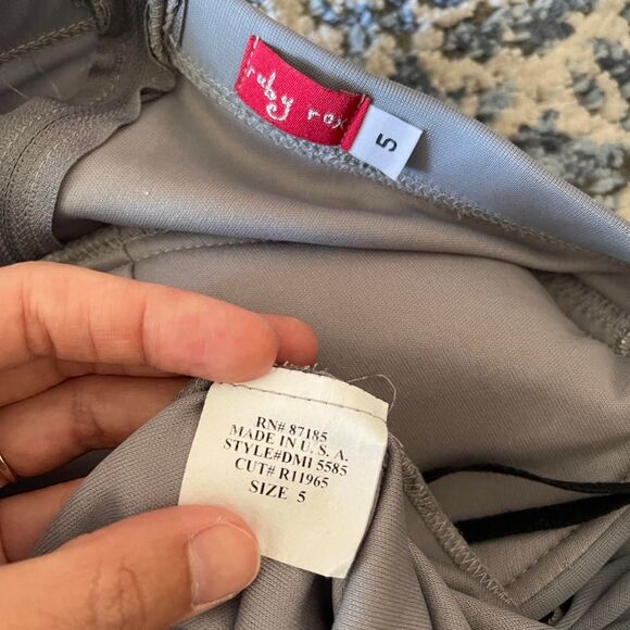 Y2K Ruby Rox Strapless‎ Ruffle Mini Dress Stretch Gray Tiered Party Dress Siz 5 - Picture 7 of 8